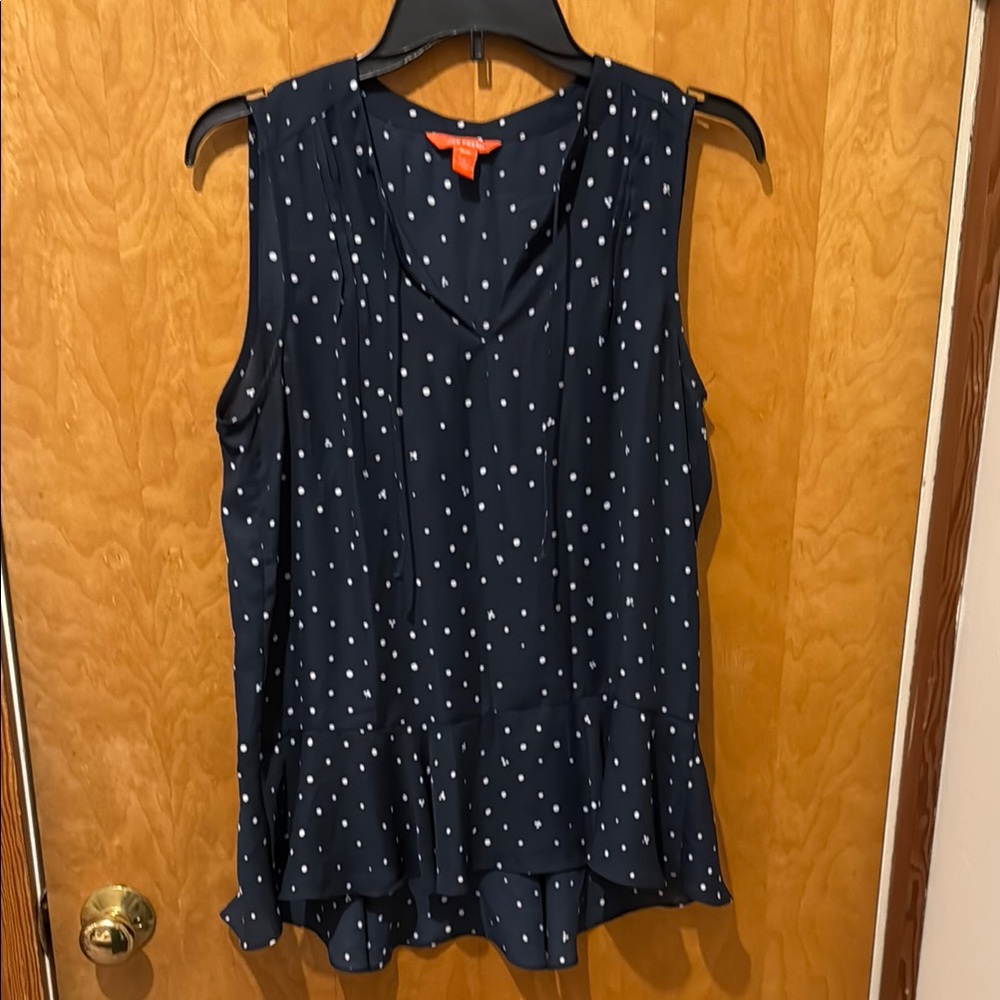 Navy Blue Polka Dot Sleeveless Top